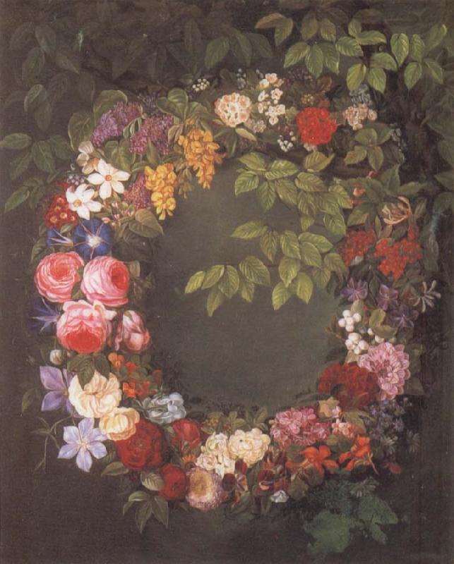 Jensen Johan Garland of flowers Sweden oil painting art